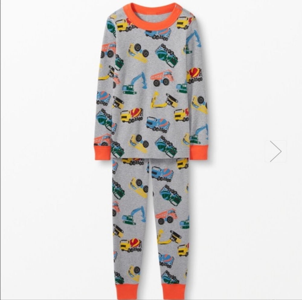 Hanna Andersson 2PC PJ's Boys XL 14/16 Constriction Trucks